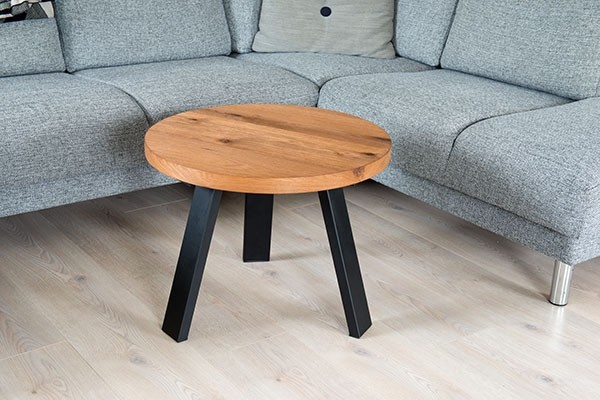 plan tapperhed farve Freja - Rundt sofabord i brun eg - Designet til dit hjem → Naturplank
