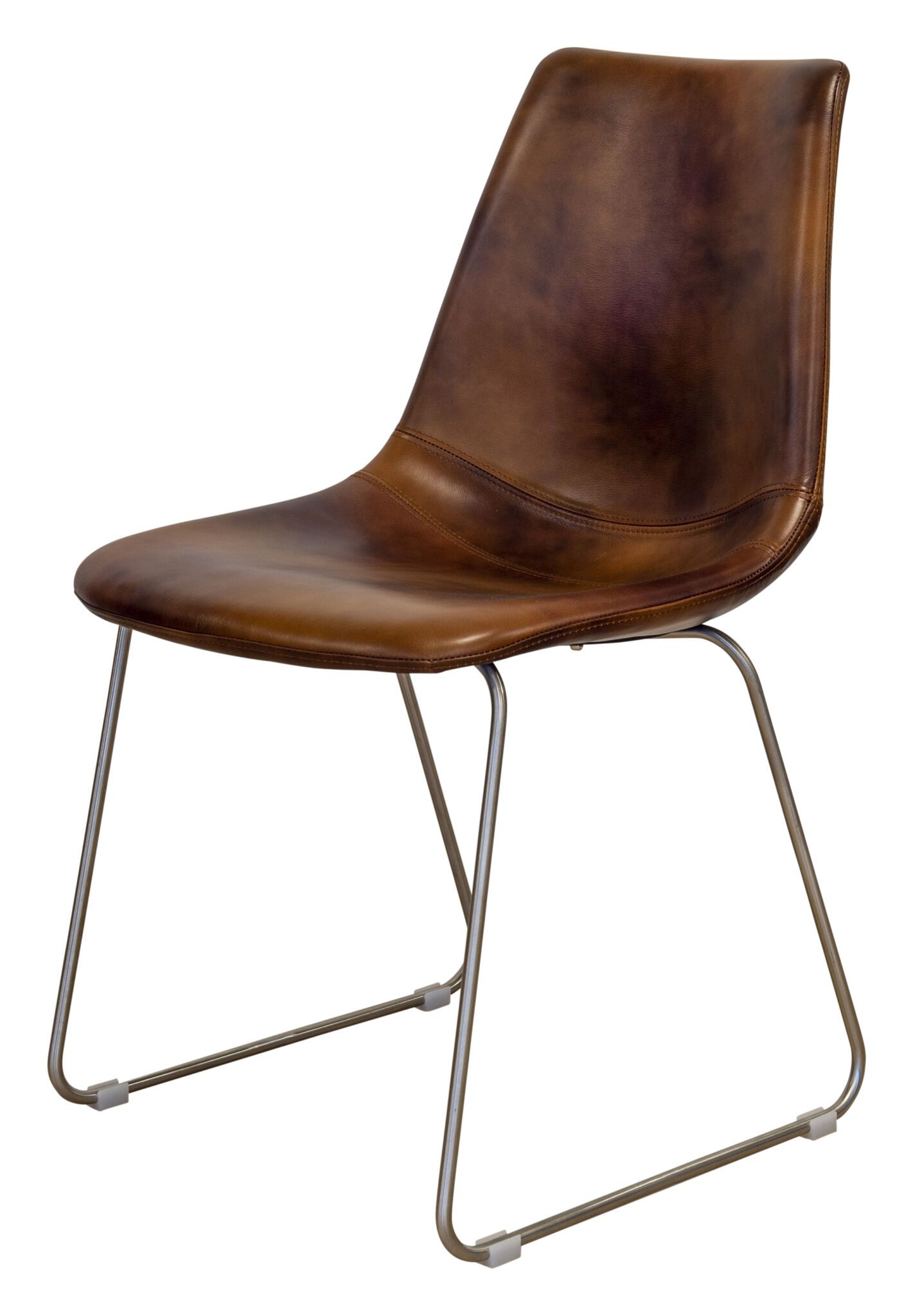 Antik brun læderstol - → Naturplank
